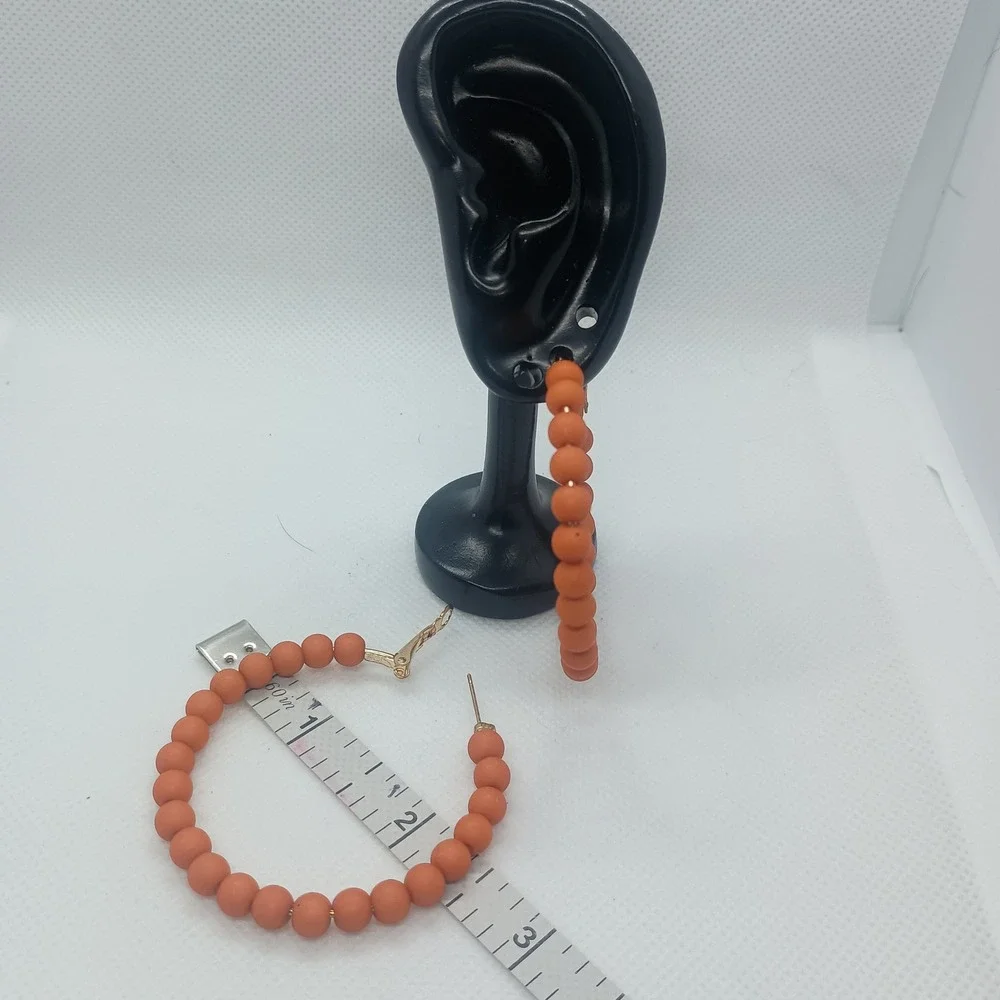 Wooden Beaded‎ Hoop Earrings SKUJ020